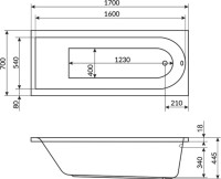 Акриловая ванна Excellent Aurum Slim Hydro WAEX.AUR17S.HYDRO.CR 170x70 см, встраиваемая, с гидромассажем, белая, с каркасом, со сливом-переливом