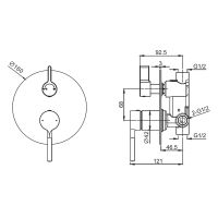 Встраиваемый смеситель для душа и ванны Raglo R20.272.09 С ВНУТРЕННЕЙ ЧАСТЬЮ, графит