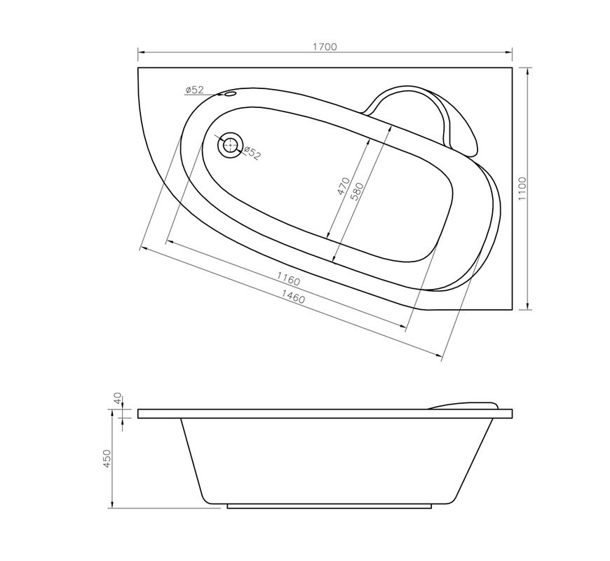 Акриловая ванна Lavinia Boho Bell Pro R 170x110 см, угловая, правая, встраиваемая, белая, асимметричная, с каркасом, с экраном, с сиденьем
