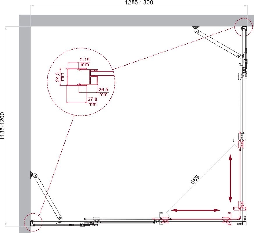Душевой уголок BelBagno Luce AH-22-130/120-C-Cr профиль хром, стекло прозрачное
