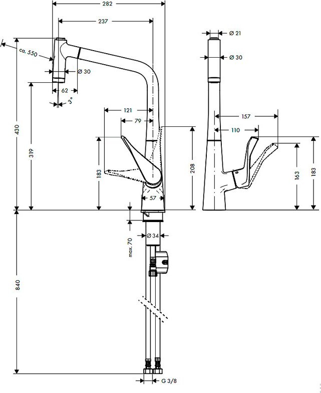 Смеситель для кухни Hansgrohe Metris 14820000