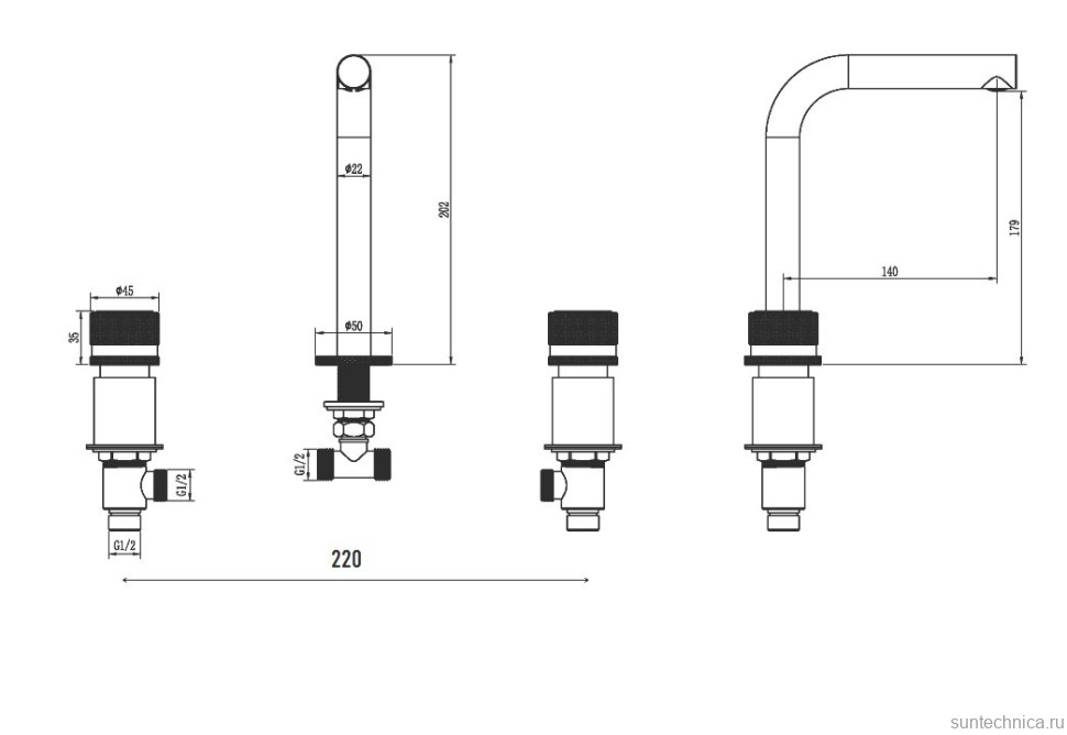 Смеситель для раковины Boheme Stick diamond 152-BRB brushed bronze