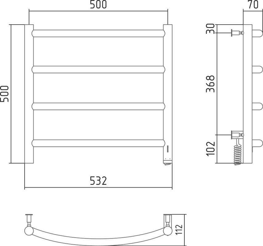 Полотенцесушитель электрический Сунержа Галант 4.0 50х50 хром, R