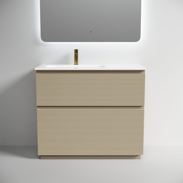 Тумба под раковину в ванную Sancos Folk Floor левая 995х445х850 мм, напольная с двумя ящиками, Капучино