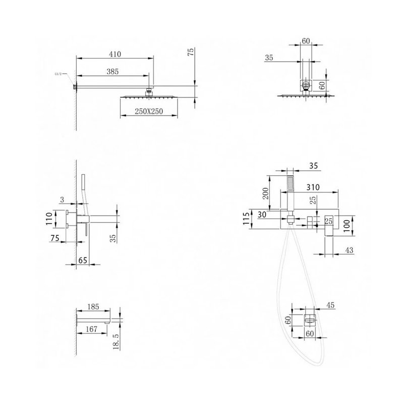 Душевой комплект Abber Daheim AF8217SP С ВНУТРЕННЕЙ ЧАСТЬЮ, сатин