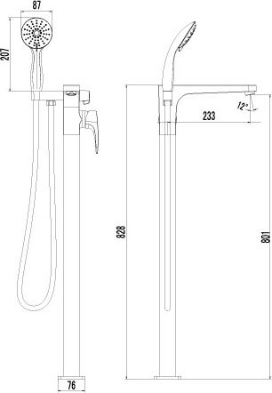 Напольный смеситель для ванны с душем Lemark Shift LM4344C