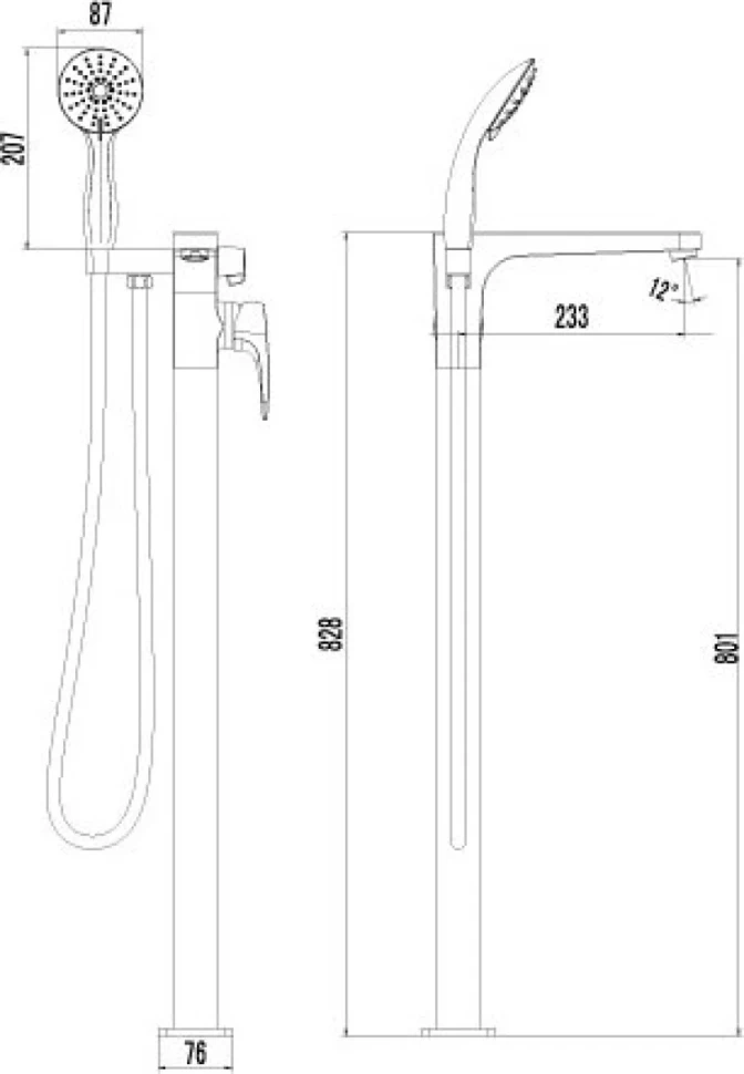 Напольный смеситель для ванны с душем Lemark Shift LM4344C