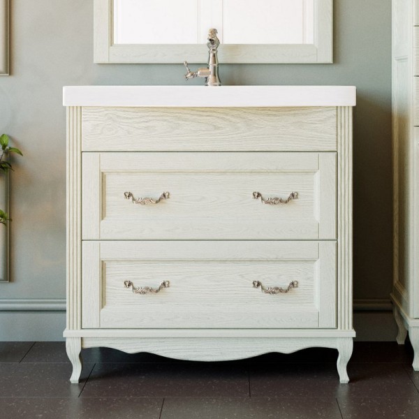 Тумба с раковиной ValenHouse Лиора 90 слоновая кость, фурнитура хром