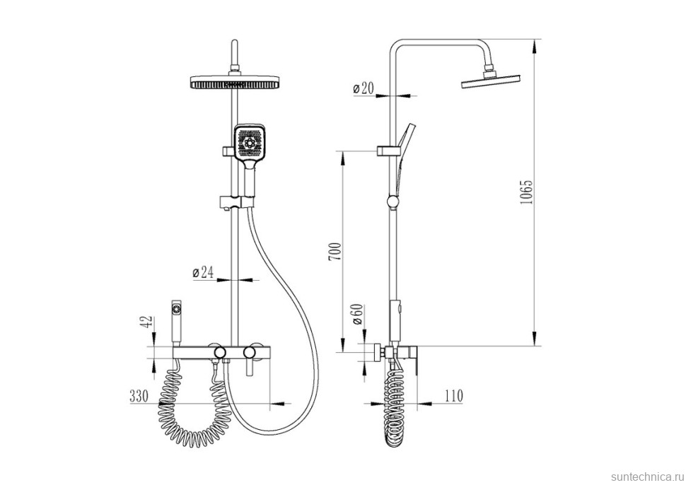 Душевая стойка Ceruttispa 11414 графит