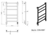 Полотенцесушитель электрический Grota Nosto 530х1000 NM EL 100x55 см, подключение справа, слева, скрытое подключение справа, матовый хром, лесенка