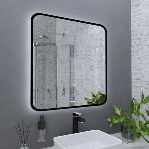 Зеркало Grossman Elegans-норма Black 80 с подсветкой, с антизапотевателем