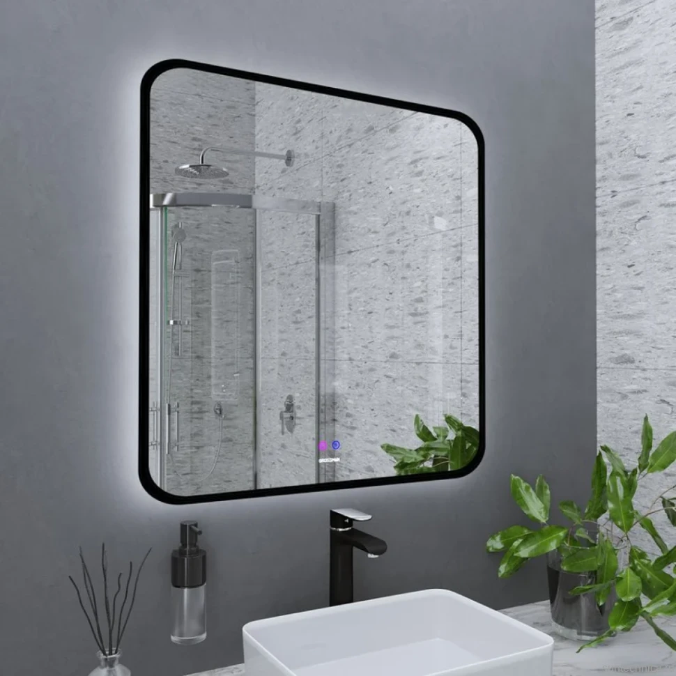 Зеркало Grossman Elegans-норма Black 80 с подсветкой, с антизапотевателем