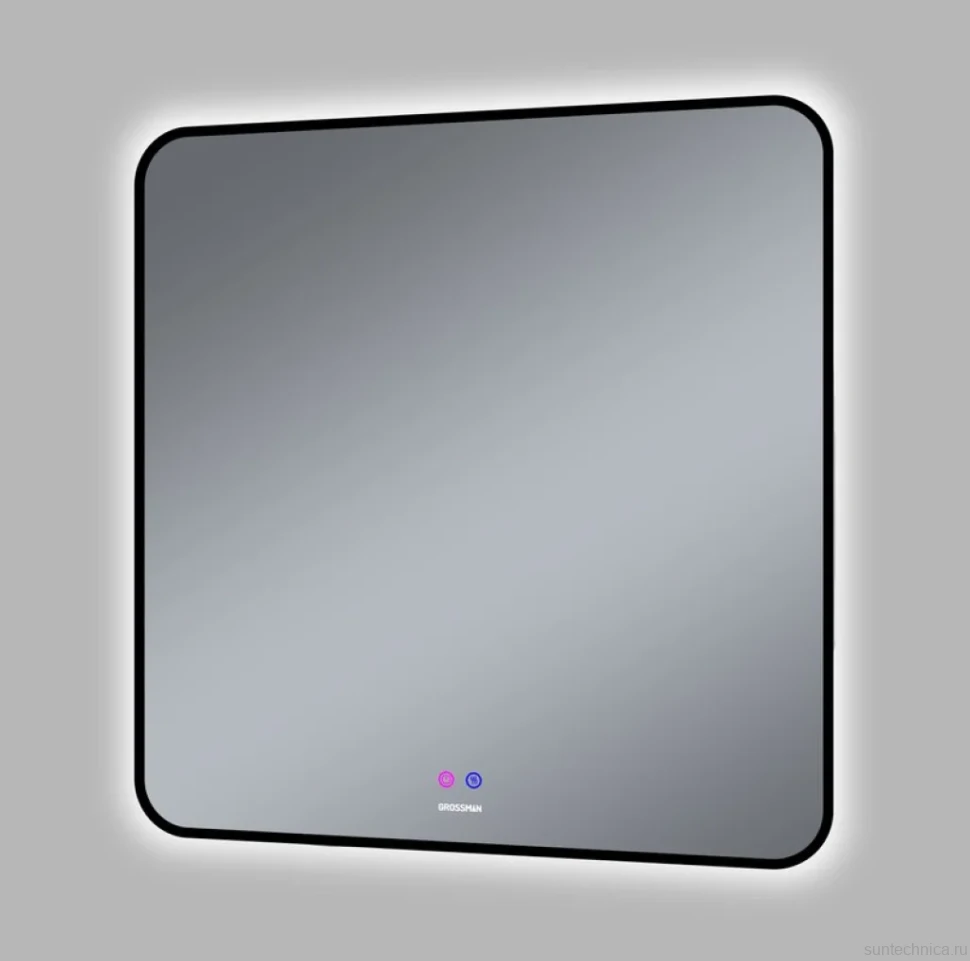 Зеркало Grossman Elegans-норма Black 80 с подсветкой, с антизапотевателем