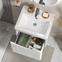 Тумба с раковиной Vigo Glem 50 подвесная, 1 ящик, глянцевая белая