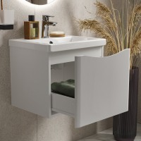 Тумба с раковиной Vigo Glem 50 подвесная, 1 ящик, глянцевая белая