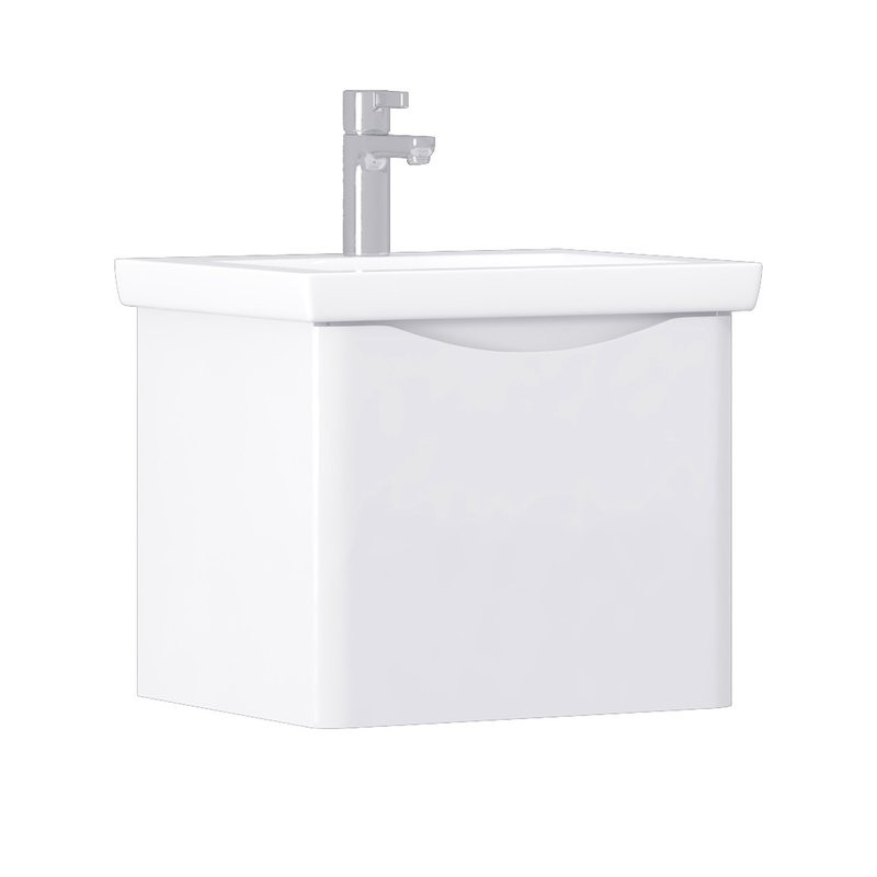 Тумба с раковиной Vigo Glem 50 подвесная, 1 ящик, глянцевая белая