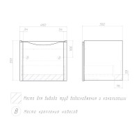 Тумба с раковиной Vigo Glem 50 подвесная, 1 ящик, глянцевая белая