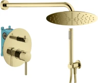 Душевой комплект Plumberia Selection Ixo KITXO18OR С ВНУТРЕННЕЙ ЧАСТЬЮ, золото 24к