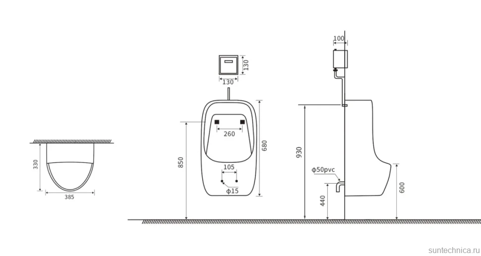 Комплект Писсуар SantiLine SL-6011 + Смыв SL-6021
