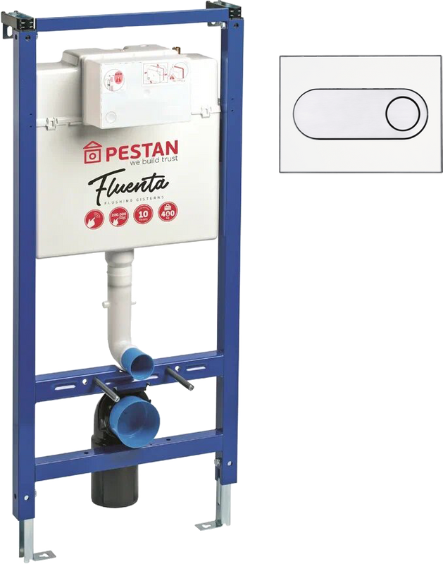 Система инсталляции для унитазов Pestan Fluenta 40006356 + Кнопка смыва Pestan Fluenta Onyx 40006363 белая