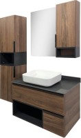 Шкаф пенал для ванной Comforty Штутгарт дуб тёмно-коричневый, универсальный