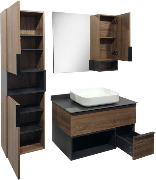 Шкаф пенал для ванной Comforty Штутгарт дуб тёмно-коричневый, универсальный