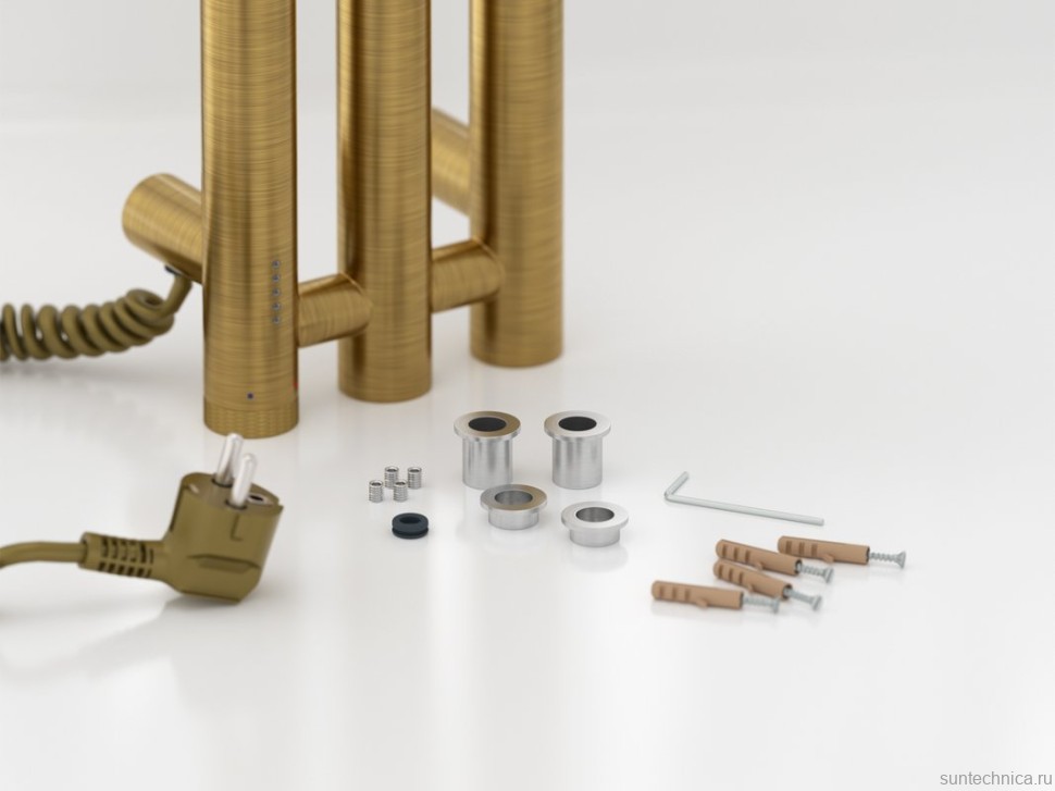 Полотенцесушитель электрический Сунержа Терция 4.0 051-0884-1206 120x15 см, подключение слева, скрытое подключение слева, состаренная латунь, I-образный