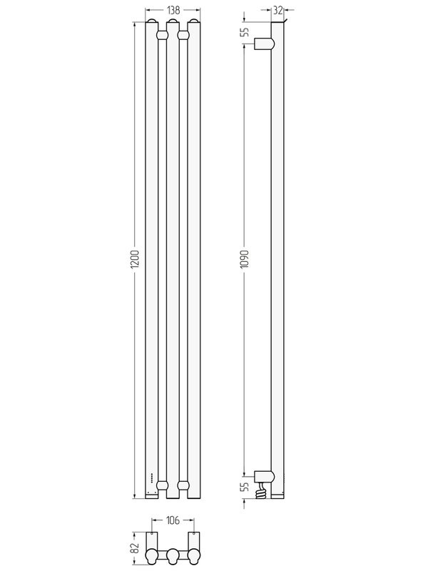 Полотенцесушитель электрический Сунержа Терция 4.0 051-0884-1206 120x15 см, подключение слева, скрытое подключение слева, состаренная латунь, I-образный