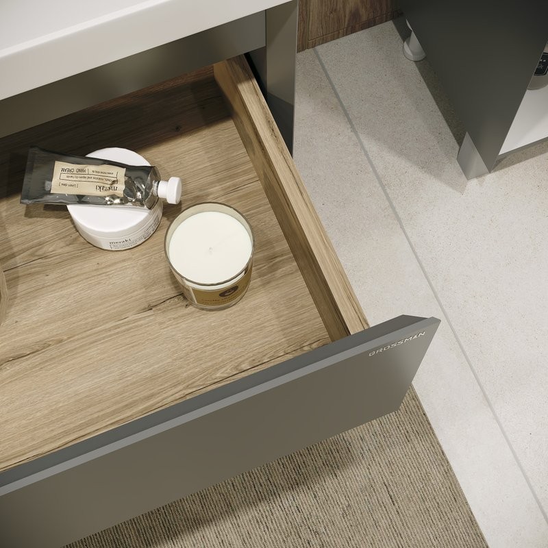 Тумба под раковину без столешницы Grossman Меркадо 80 напольная, матовый графит