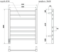 Полотенцесушитель электрический Point Веста PN70756GR 50х60, графит
