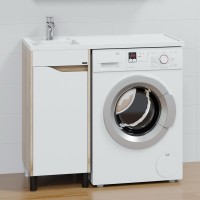 Тумба с раковиной СаНта Сатурн 38 L под стиральную машину, напольная, 1 дверца, дуб австрийский