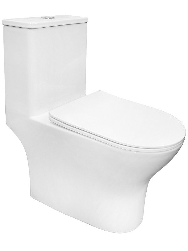 Унитаз-моноблок напольный AZARIO Terni AZ-8618T безободковый, с микролифтом, глянцевый белый