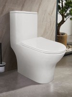 Унитаз-моноблок напольный AZARIO Terni AZ-8618T безободковый, с микролифтом, глянцевый белый