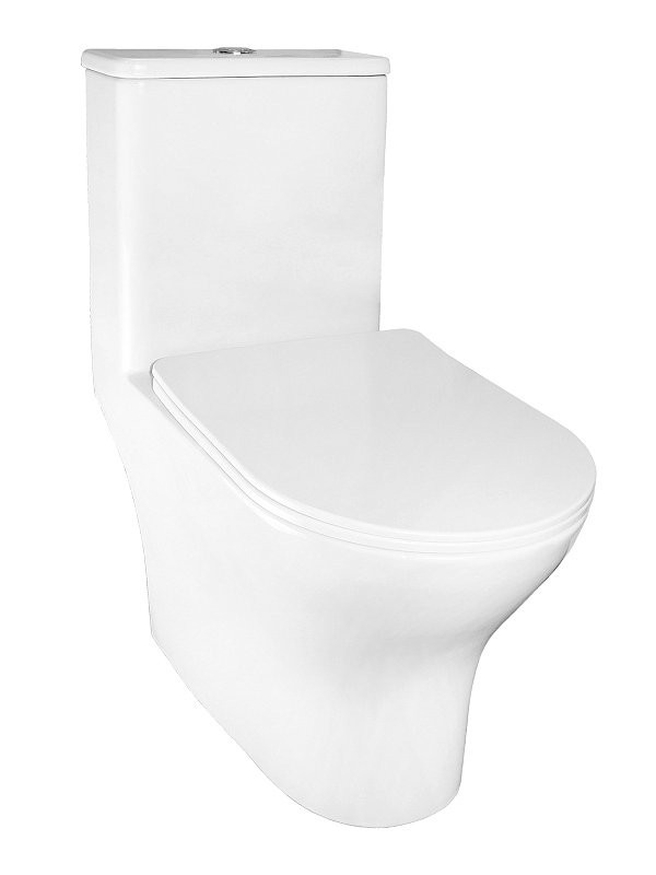 Унитаз-моноблок напольный AZARIO Terni AZ-8618T безободковый, с микролифтом, глянцевый белый