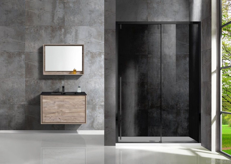 Душевая дверь в нишу Vincea Lugano VDS-1L120CGB-1 120 см, профиль черный, стекло серое