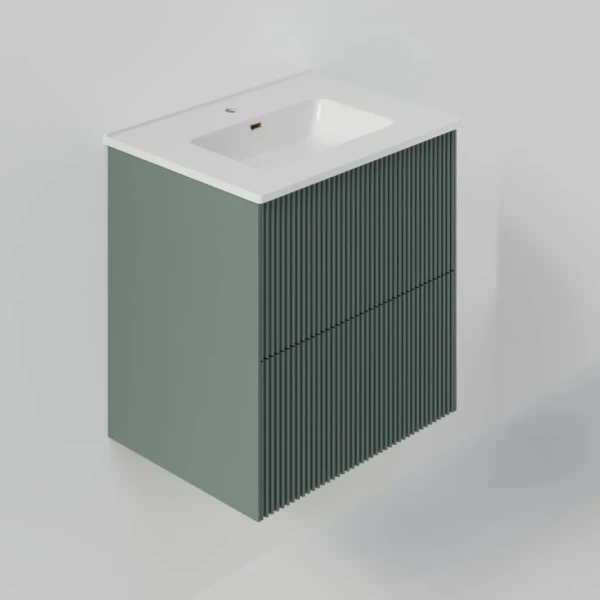 Тумба с раковиной La Fenice Terra Twin 60 подвесная, grigio, раковина Slim Line 60 см