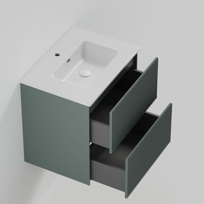 Тумба с раковиной La Fenice Terra Twin 60 подвесная, grigio, раковина Slim Line 60 см