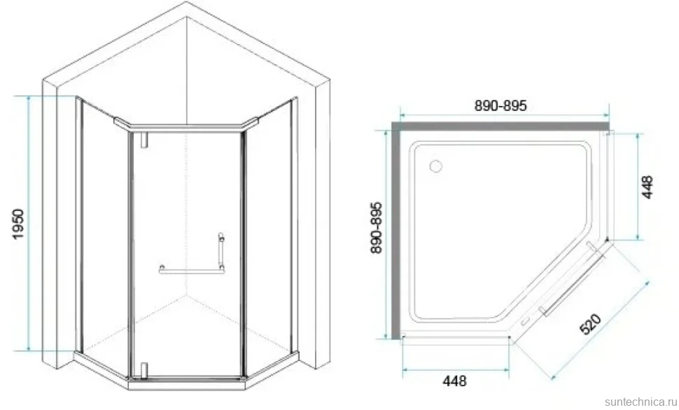 Душевой уголок RGW Hotel HO-081 90x90x195 см, профиль черный, стекло матовое