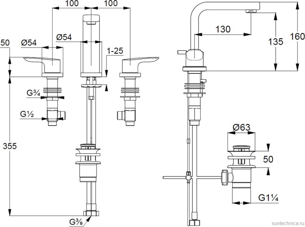 Смеситель для раковины Kludi Pure&Solid 343940575