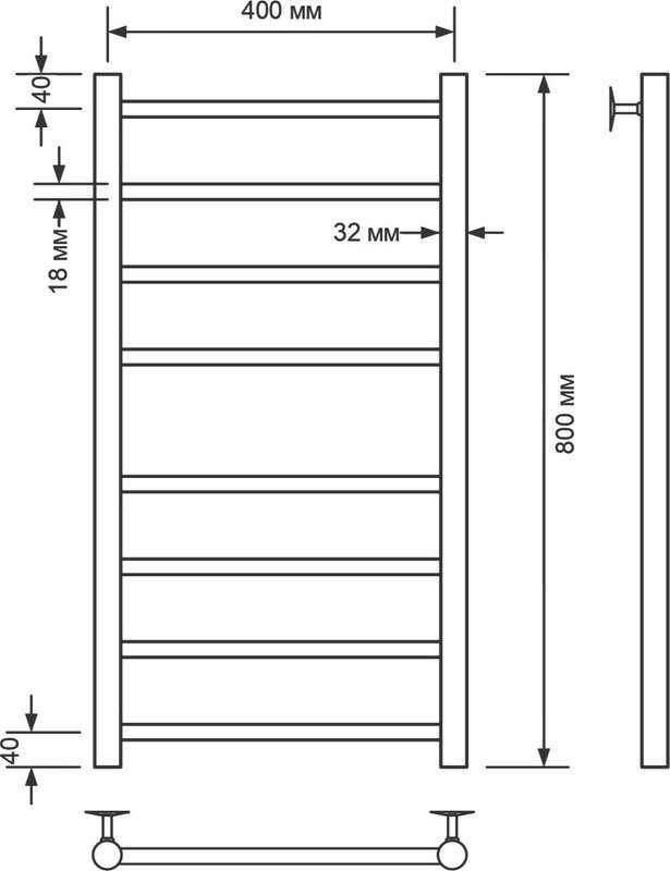 Полотенцесушитель водяной Comfysan Noumi W-8 80х40 80x45 см, хром, лесенка