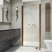Душевая дверь в нишу Maybahglass MGD-436-2 89 см, профиль матовая бронза, стекло сатин