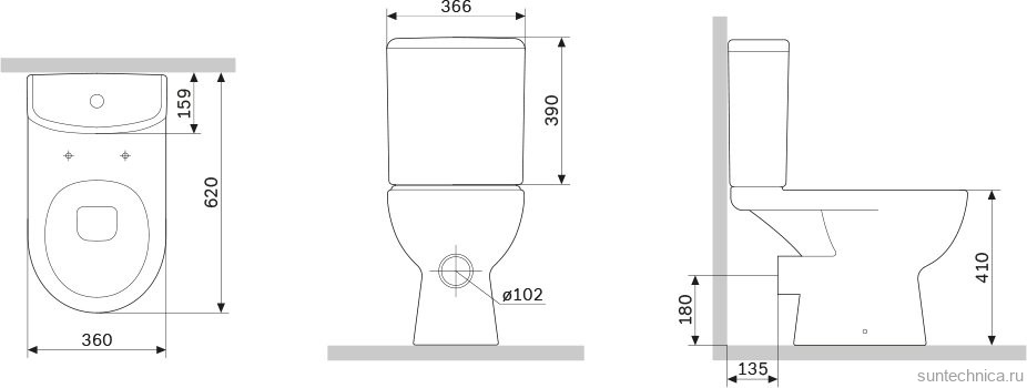 Унитаз-компакт напольный AM.PM Gem C908600SC