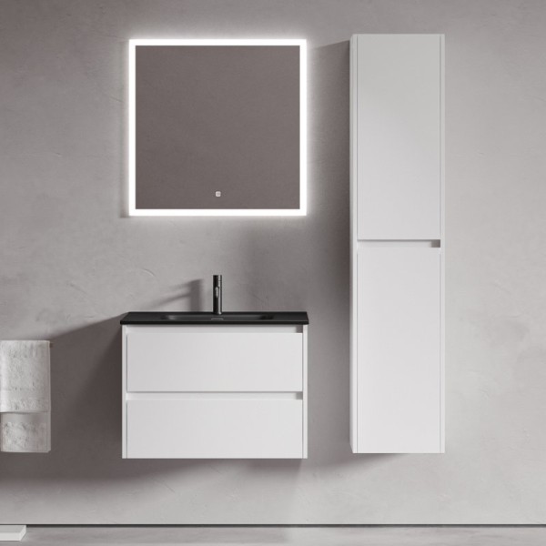 Мебель для ванной комнаты Sancos Libra 70 белый глянец, раковина черная