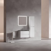 Мебель для ванной комнаты Sancos Libra 70 белый глянец, раковина черная