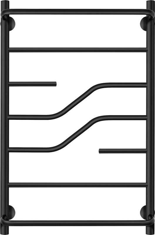Полотенцесушитель водяной Secado Риволи СП 80x55 см, матовый черный, лесенка, с полкой