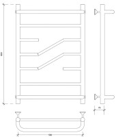 Полотенцесушитель водяной Secado Риволи СП 80x55 см, матовый черный, лесенка, с полкой