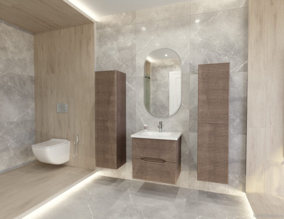 Шкаф пенал для ванной Caprigo Modo Terza 35 L скайрос