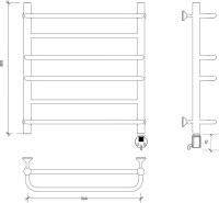 Полотенцесушитель электрический Secado Модена 2 R 65x55 см, подключение справа, хром, лесенка