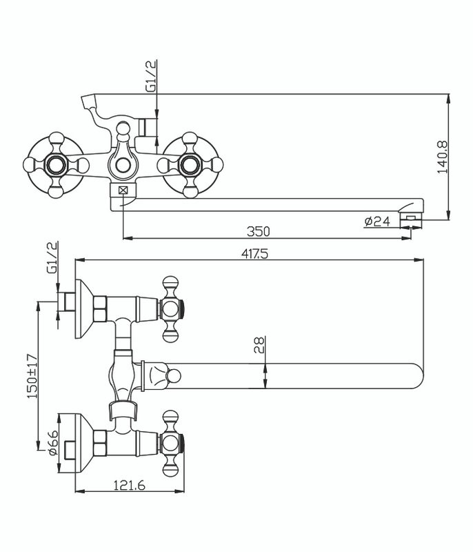 Смеситель с длинным изливом для ванны Olive'S Girona 01221GR