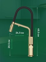 Смеситель для кухни Domaci Римини D569174CG с гибким изливом, золото